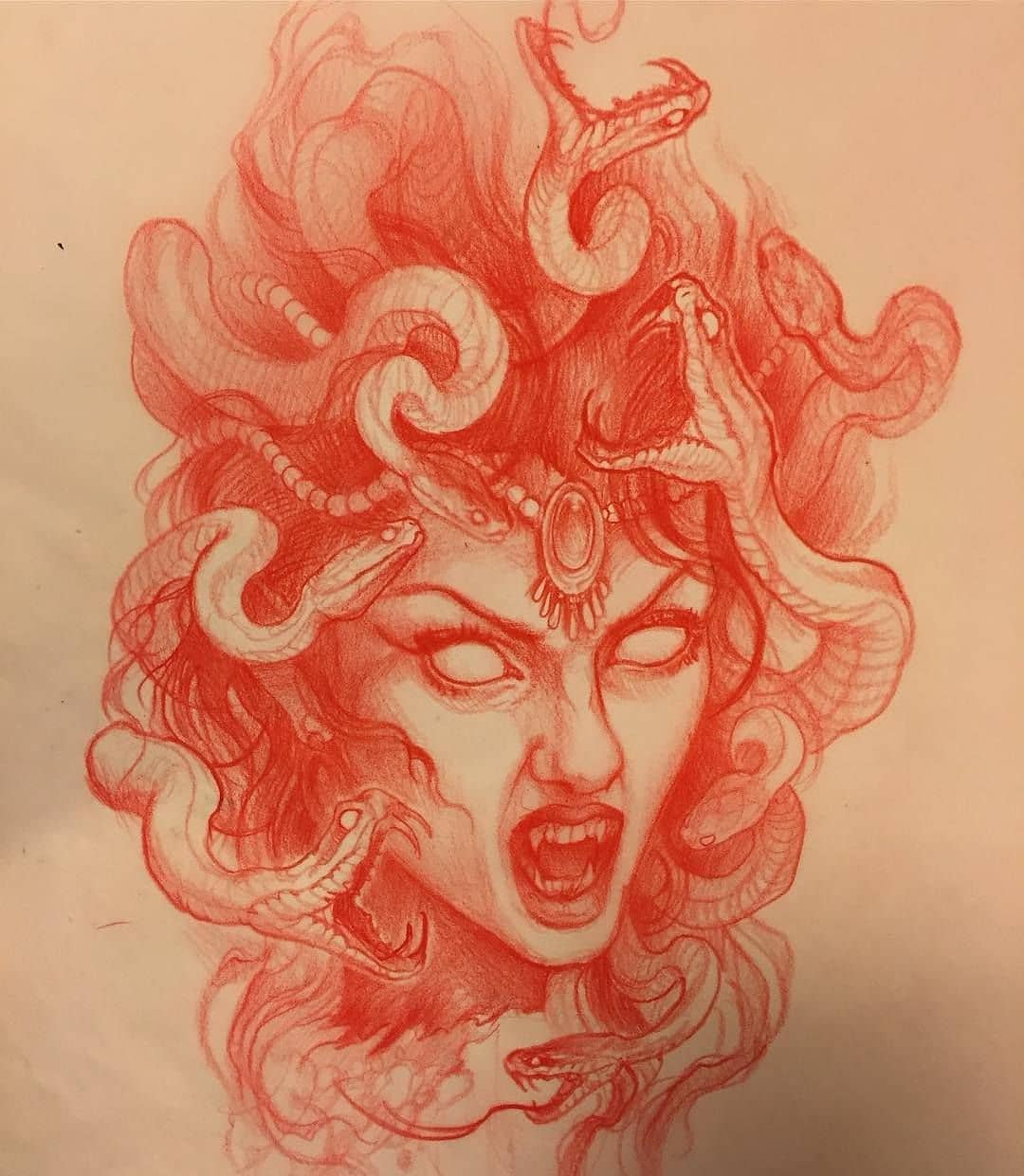 美杜莎纹身手稿