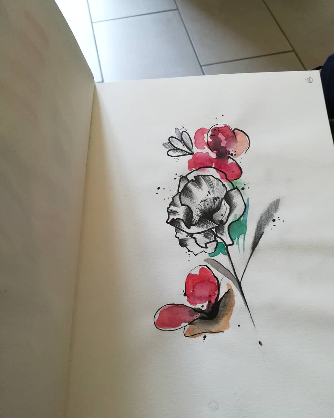 罂粟花纹身手稿