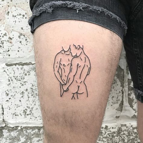 简约风的男性线条纹身图案